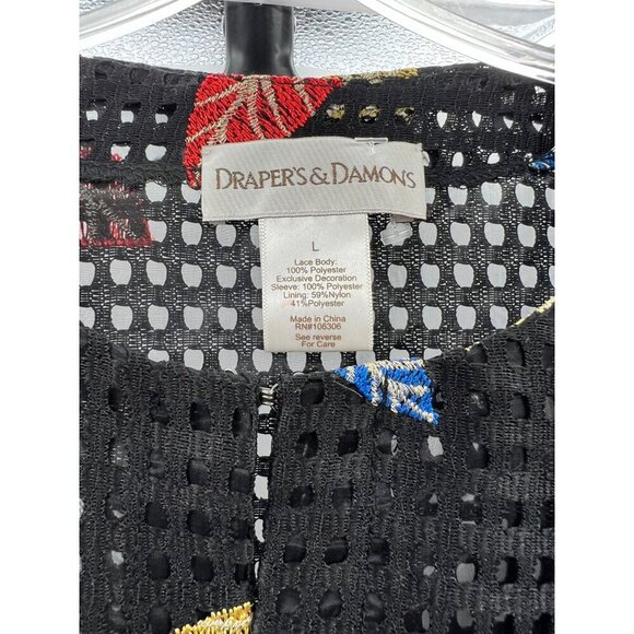 Draper's & Damon's Sheer Leaf Print Blazer Black/Multi Embroidered Size Large - Picture 7 of 7